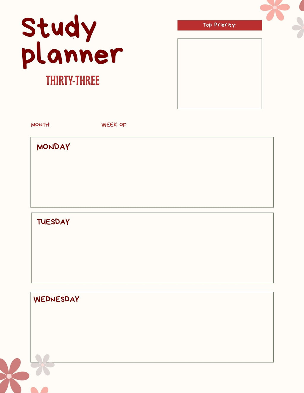 Study Planner Digital File